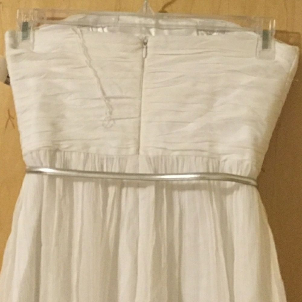 New Donna Morgan Silk Strapless Silver Belt - Picture 5 of 5